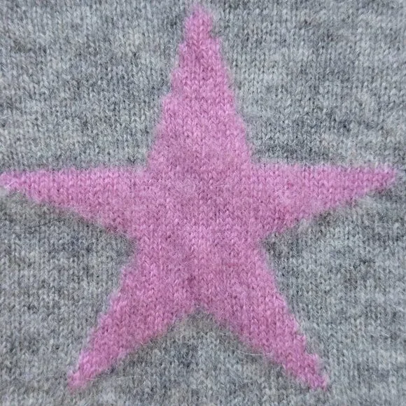 NWOT Philosophy Cashmere Sweater Grey With Lavender Stars Purple - Picture 4 of 9